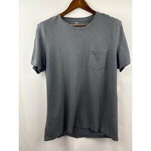 Men’s Public Opinion Large Gray Striped Short Sleeve Shirt